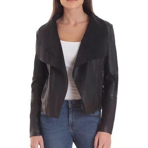 Bagatelle Draped Faux Leather Jacket